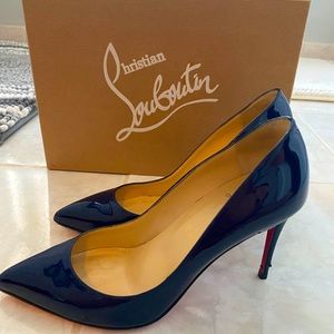 Christian Louboutins Pigalle Follies 85 Patent - China Blue